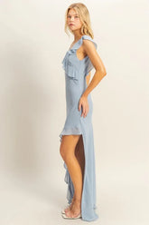 HYFVE Chiffon Ruffle Trim Midi Dress OutfitFlow
